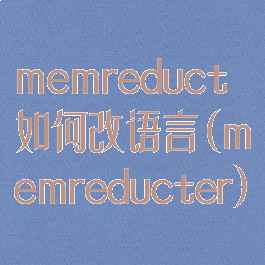 memreduct如何改语言(memreducter)