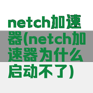 netch加速器(netch加速器为什么启动不了)