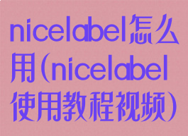 nicelabel怎么用(nicelabel使用教程视频)