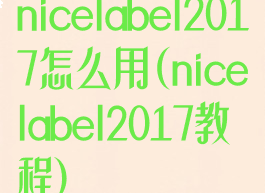 nicelabel2017怎么用(nicelabel2017教程)