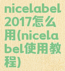 nicelabel2017怎么用(nicelabel使用教程)