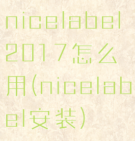 nicelabel2017怎么用(nicelabel安装)
