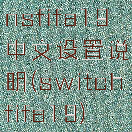 nsfifa19中文设置说明(switchfifa19)