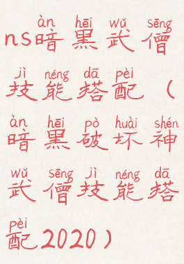 ns暗黑武僧技能搭配(暗黑破坏神武僧技能搭配2020)