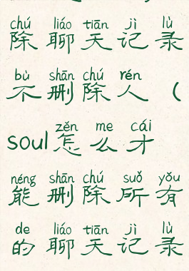 soul怎么删除聊天记录不删除人(soul怎么才能删除所有的聊天记录)