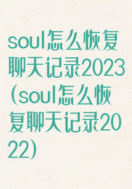 soul怎么恢复聊天记录2023(soul怎么恢复聊天记录2022)