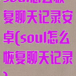 soul怎么恢复聊天记录安卓(soul怎么恢复聊天记录)