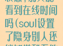 soul设置隐身状态,别人能看到在线时间吗(soul设置了隐身别人还能知道我看他吗)