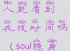 soul设置隐身状态,别人能看到在线时间吗(soul隐身是不是看不到在线)