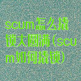 scum怎么撬锁大圆满(scum如何撬锁)