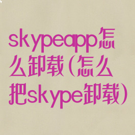 skypeapp怎么卸载(怎么把skype卸载)
