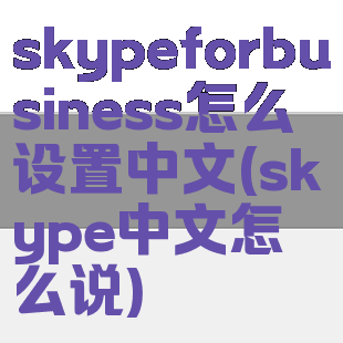 skypeforbusiness怎么设置中文(skype中文怎么说)