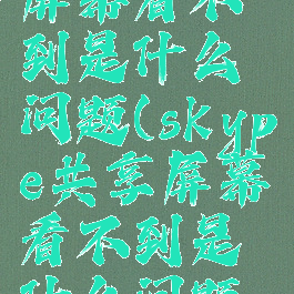 skype共享屏幕看不到是什么问题(skype共享屏幕看不到是什么问题呢)