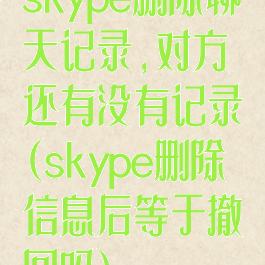 skype删除聊天记录,对方还有没有记录(skype删除信息后等于撤回吗)