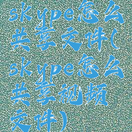 skype怎么共享文件(skype怎么共享视频文件)