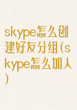 skype怎么创建好友分组(skype怎么加人)