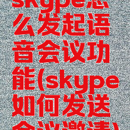 skype怎么发起语音会议功能(skype如何发送会议邀请)