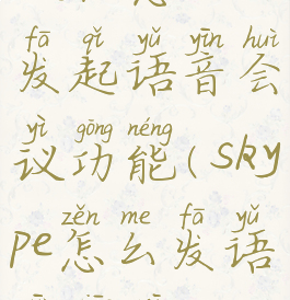 skype怎么发起语音会议功能(skype怎么发语音消息)