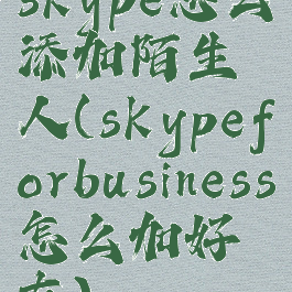 skype怎么添加陌生人(skypeforbusiness怎么加好友)