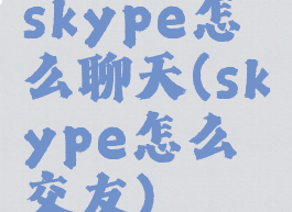 skype怎么聊天(skype怎么交友)