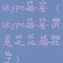 skype语音(skype语音消息无法播放了)