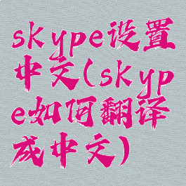 skype设置中文(skype如何翻译成中文)
