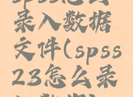 spss怎么录入数据文件(spss23怎么录入数据)