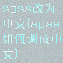 spss改为中文(spss如何调成中文)
