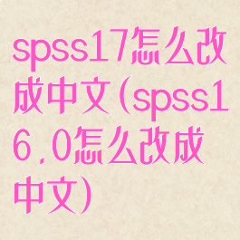 spss17怎么改成中文(spss16.0怎么改成中文)