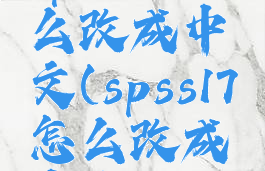 spss26怎么改成中文(spss17怎么改成中文)