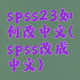 spss23如何改中文(spss改成中文)