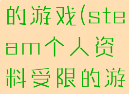 steam个人资料受限的游戏(steam个人资料受限的游戏怎么弄背景)
