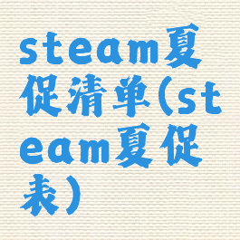 steam夏促清单(steam夏促表)