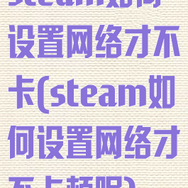 steam如何设置网络才不卡(steam如何设置网络才不卡顿呢)