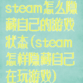 steam怎么隐藏自己的游戏状态(steam怎样隐藏自己在玩游戏)