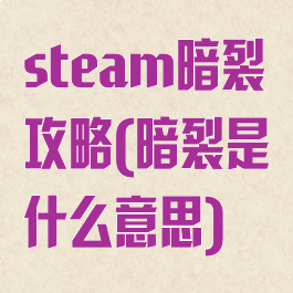steam暗裂攻略(暗裂是什么意思)