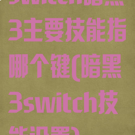 switch暗黑3主要技能指哪个键(暗黑3switch技能设置)