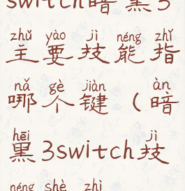 switch暗黑3主要技能指哪个键(暗黑3switch技能设置)