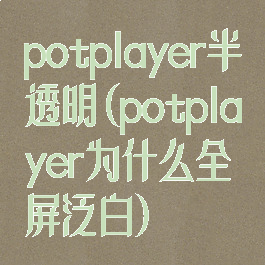 potplayer半透明(potplayer为什么全屏泛白)