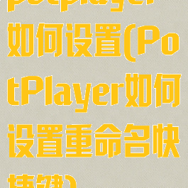 potplayer如何设置(PotPlayer如何设置重命名快捷键)