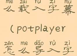 potplayer怎么载入字幕(potplayer怎么导入字幕)