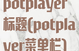 potplayer标题(potplayer菜单栏)
