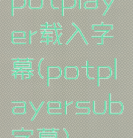 potplayer载入字幕(potplayersub字幕)
