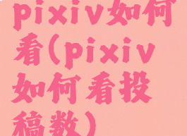 pixiv如何看(pixiv如何看投稿数)