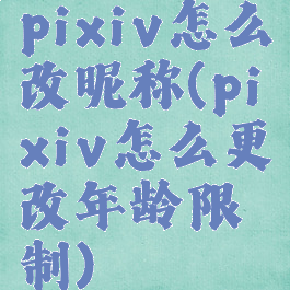 pixiv怎么改昵称(pixiv怎么更改年龄限制)