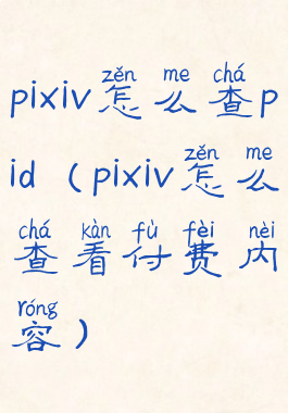pixiv怎么查pid(pixiv怎么查看付费内容)