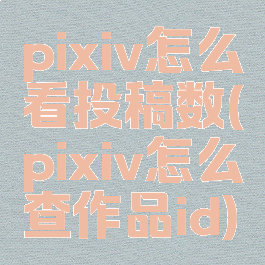 pixiv怎么看投稿数(pixiv怎么查作品id)
