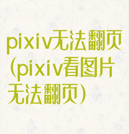 pixiv无法翻页(pixiv看图片无法翻页)
