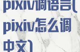 pixiv调语言(pixiv怎么调中文)
