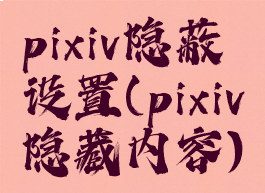 pixiv隐蔽设置(pixiv隐藏内容)